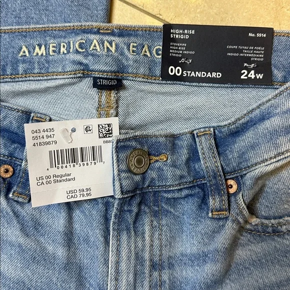 American Eagle Stovepipe High Rise Strigid Jeans 24w - Picture 6 of 7